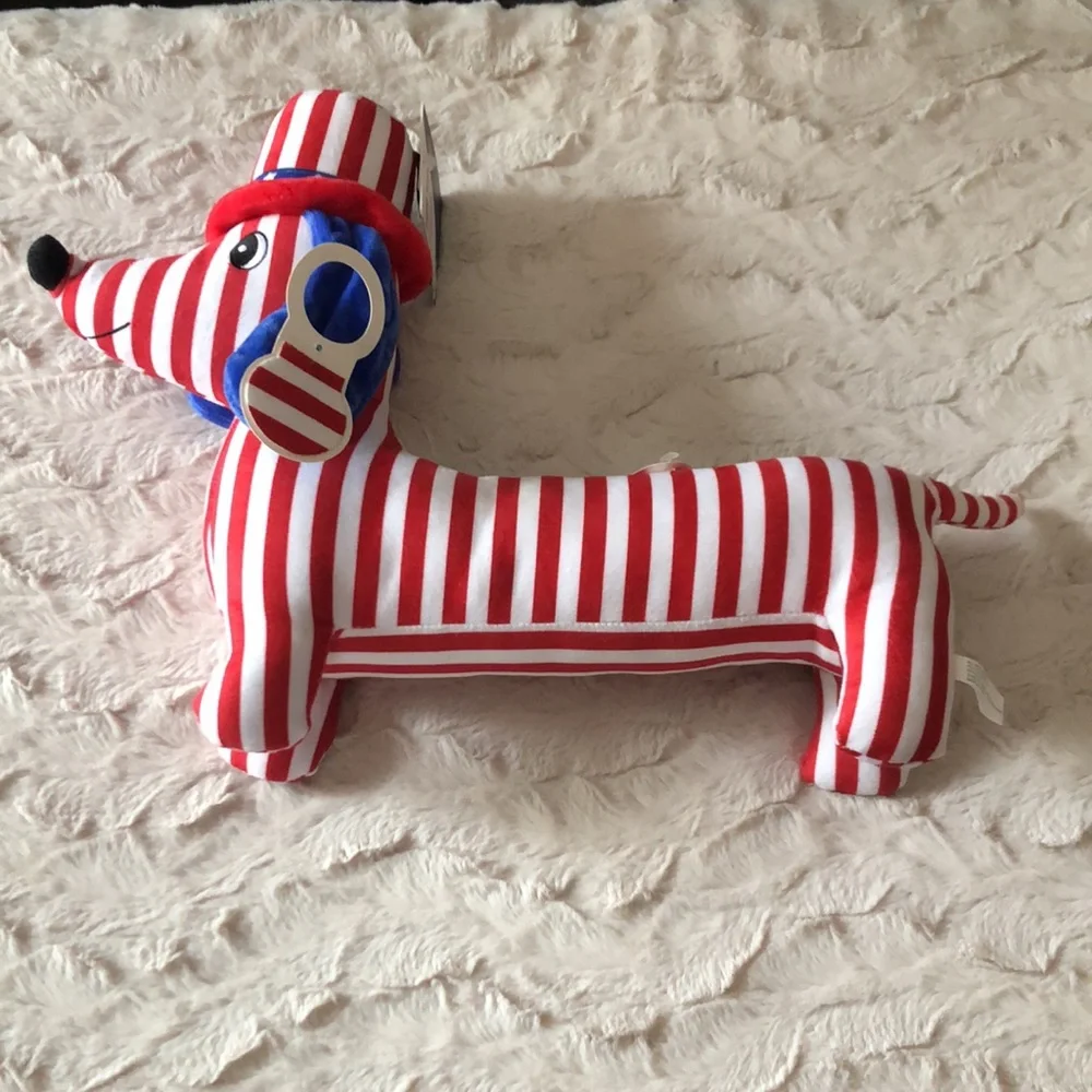 Red & White Striped Patriotic Dachshund Dog Plush Toy for Pets